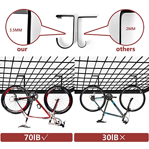 Saderoy 4-Pack Heavy Duty Add-On Flat Hook Accessory for Garage Ceiling and Wall Storage Alloy Steel, Black - Image 4