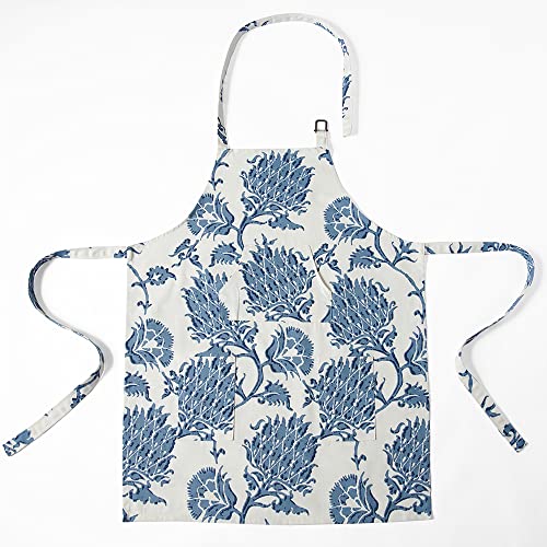 Image of HPD Half Price Drapes Aprons for Men Women with Large Pockets Adjustable Unisex PRTW-D51A-AP Duchess Printed Cotton, 27 X 34 Inch, Duchess Blue