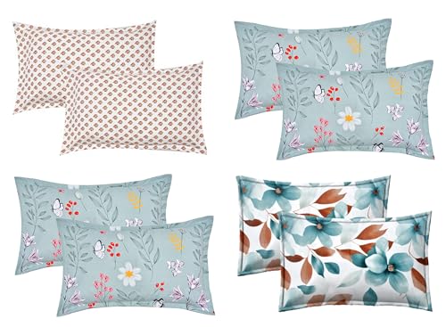 COZY FURNISH Super Soft Brushed Microfiber Cotton Pillow Covers,Set of 4 (Total 8 Pcs) Pillow Covers,17X27(Inches) Super Soft and Breathable Envelope Closure Pillow Cases