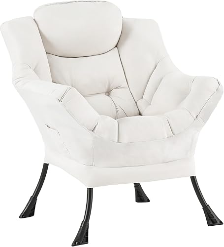 Miniatura 35 de Welnow - Silla perezosa con otomana, moderna silla de descanso con reposabrazos y bolsillo lateral, sillón de sofá tapizado de ocio, sillón de Gris