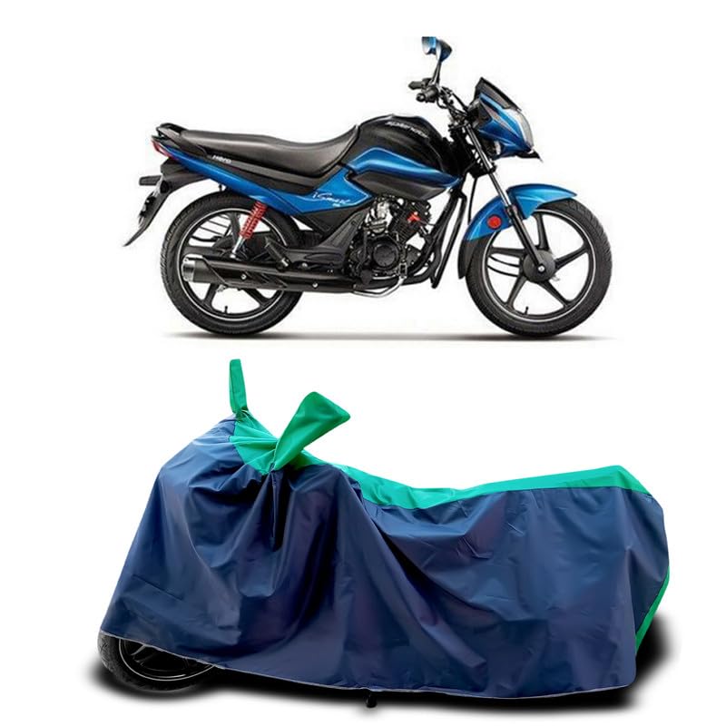 Image of DUFFEL-Two Wheeler Bike Cover Compatible for Hero Splendor Ismart 110 Heat Protectio /UV-Rays /Birds Dropping /DustProof /Waterproof Indoor Outdoor and Parking Full Protection All Variants[Green Patta]