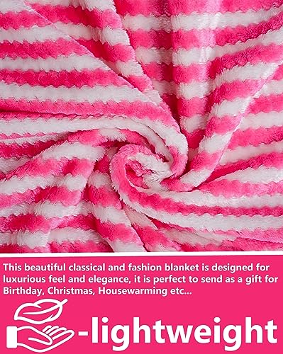 Image of Amazon Brand - Umi Premium Plush AC Blanket - Lightweight Luxurious Soft Towel Flannel Blanket, Super Soft Cozy and Comfy for Couch - (Single - 139 x 228 CM, Pink & White)| TC - 200