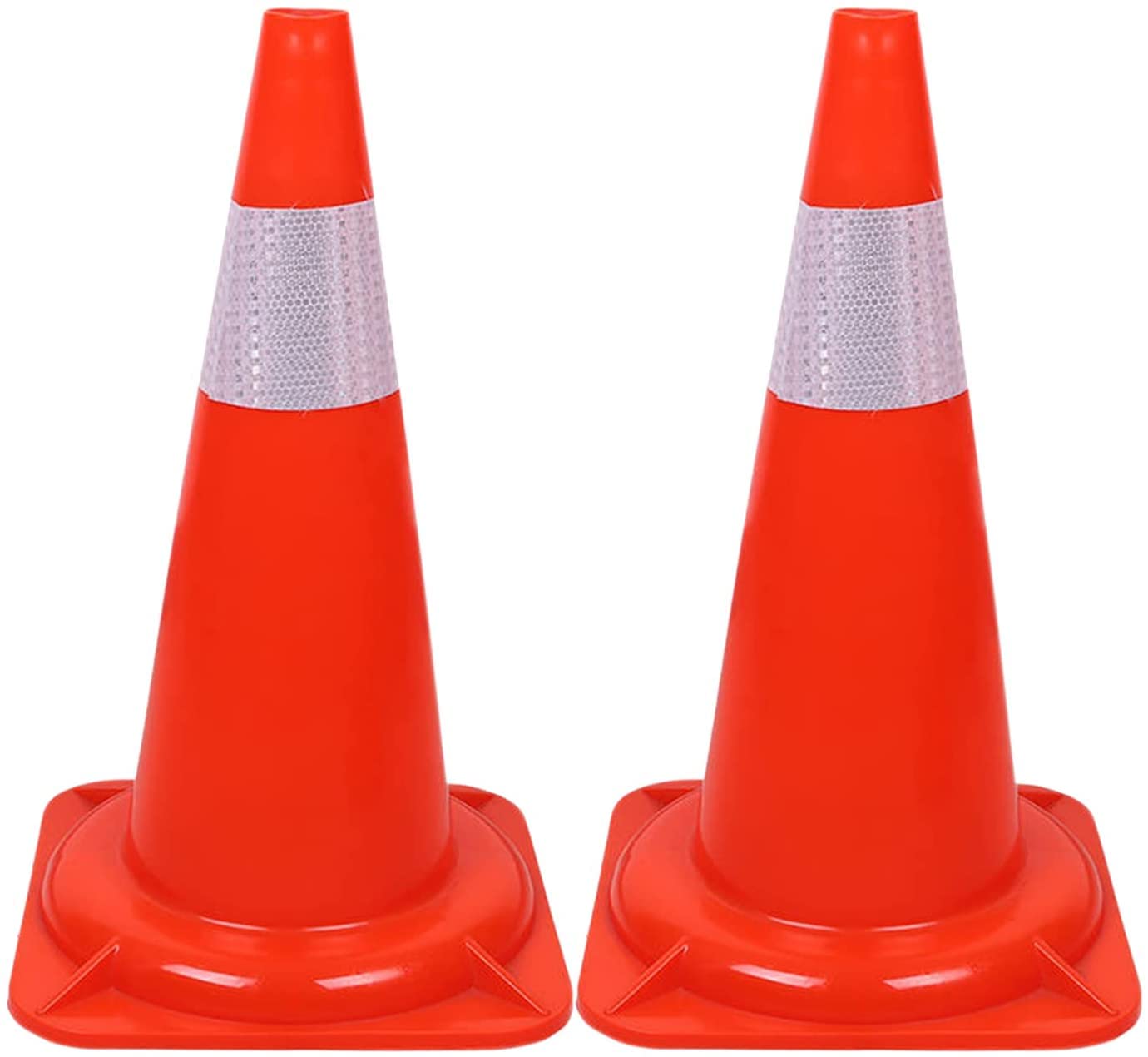 Cônes de sécurité routière haut de gamme | Cônes en PVC robustes et durables avec bandes réfléchissantes | Cônes de signalisation lestés pour le contrôle, la route, le stationnement et l'allée (