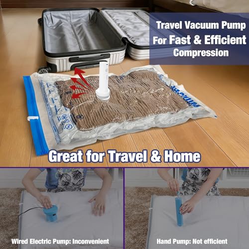 Image of Travel Vacuum Bags with Electric Pump, Vacuum Travel Bags for Luggage and Suitcase, Clothes Clothing, Medium 10 Pack