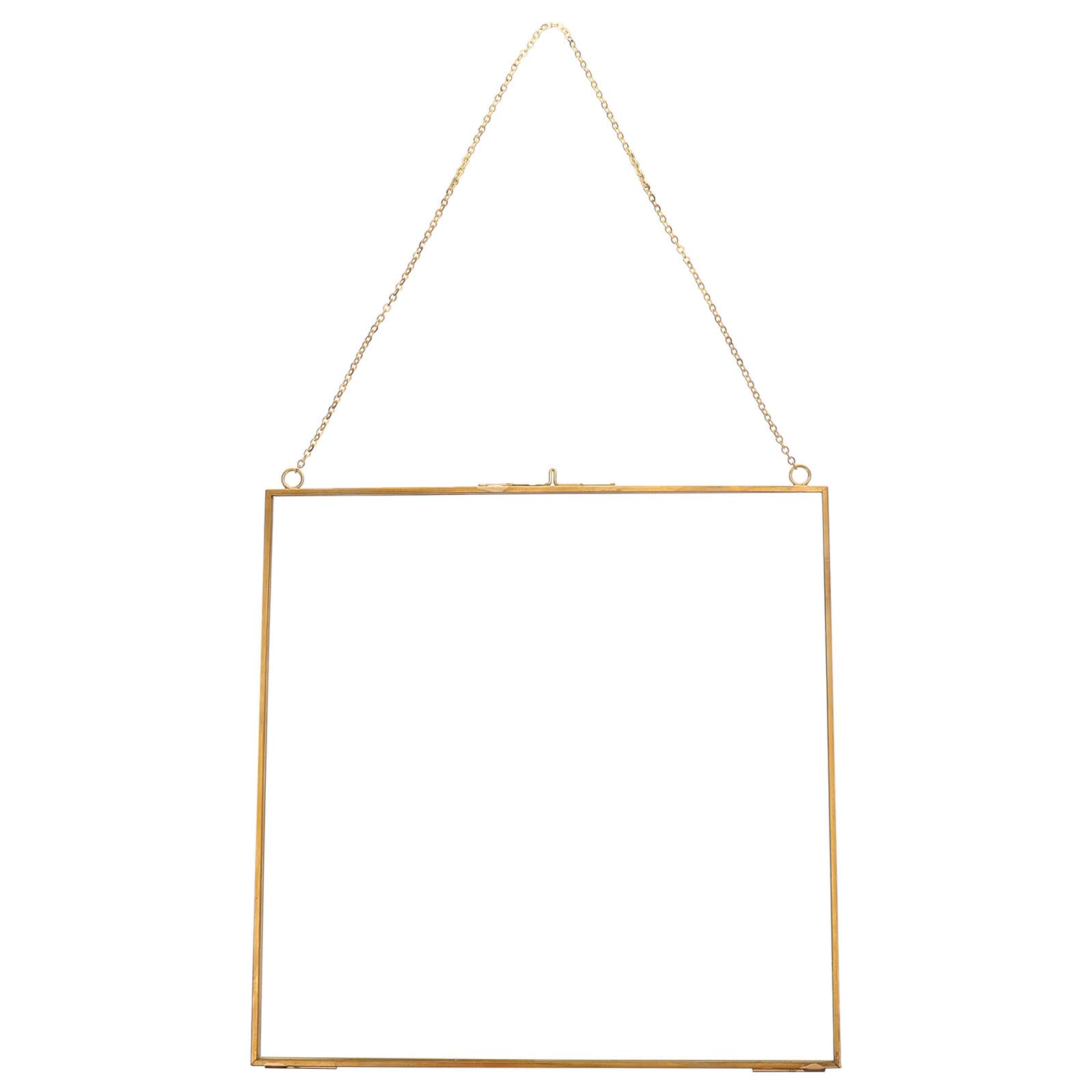 Cadre fleurs pressées suspendu 24x24 cm en verre transparent et doré