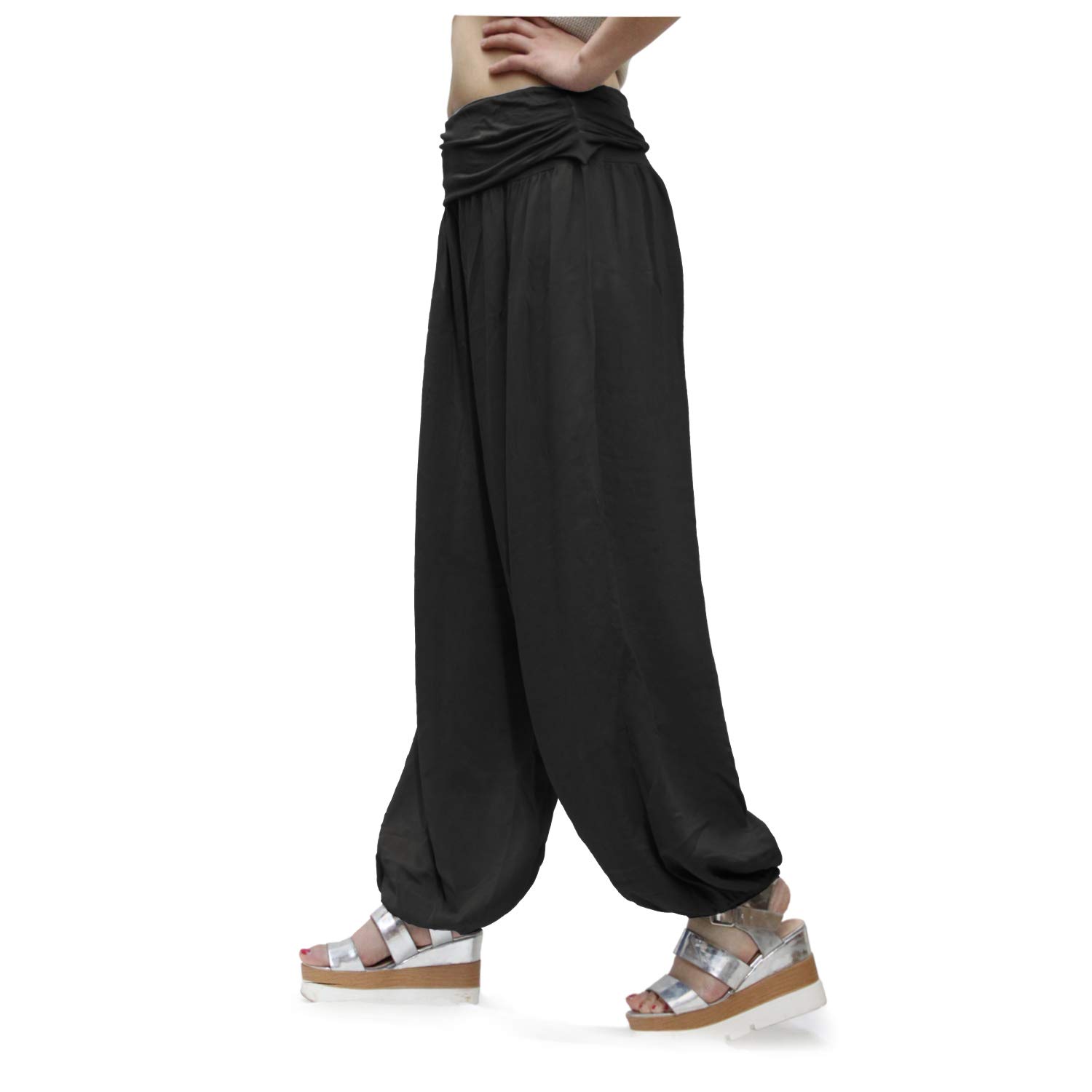 Gloop Damen Pumphose Haremhose Freizeithose Sommerhose Hose in Blumen Muster oder UniFarben HS201701