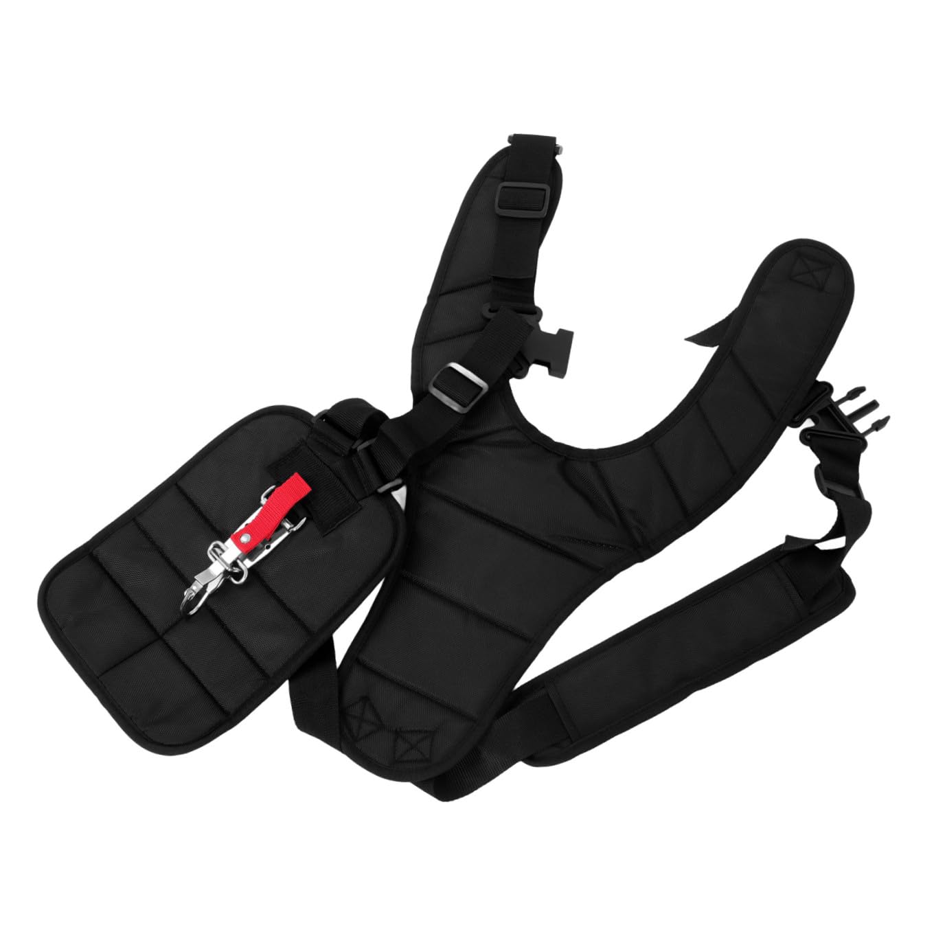 GALPADA Arnés de Doble Hombro Acolchado para Desbrozadora de Profesional, Nylon Negro, Cinturón con Hebilla para Césped