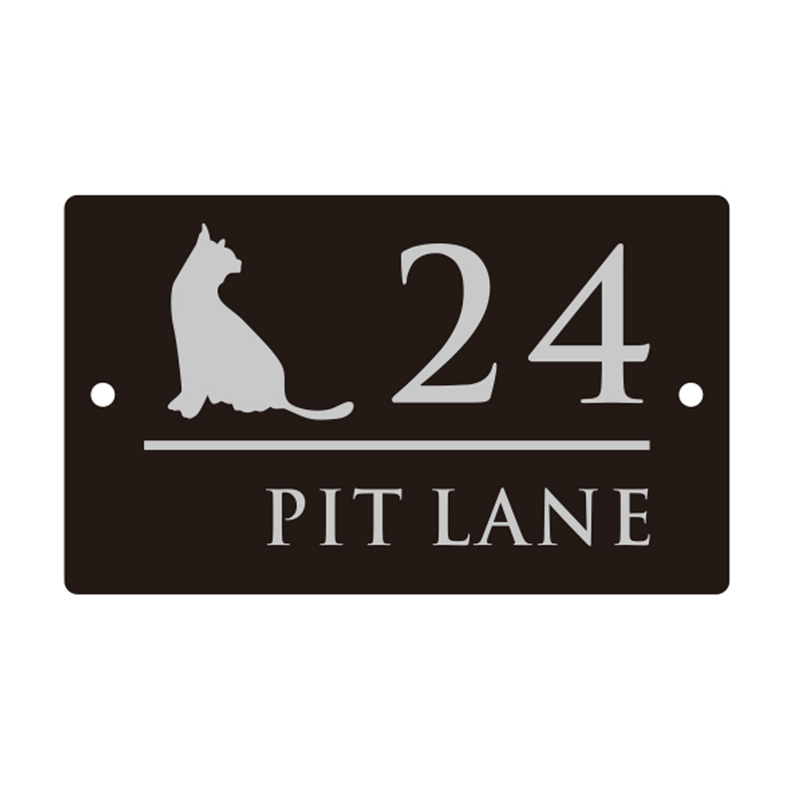 Personalized Outdoor House Numbers Plate Cat House Sign Customized 3D Door Sign Modern Acrylic House Number Plaque Laser Cut Home Number Gift (Black Silver,30x18cm)