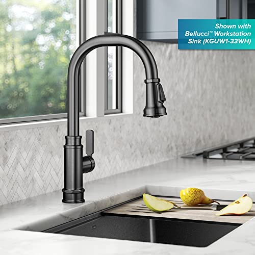 KRAUS Allyn Transitional Industrial Pull-Down Single Handle Kitchen Faucet in Spot-Free Black Stainless Steel by Kraus - Used condition - Image 3