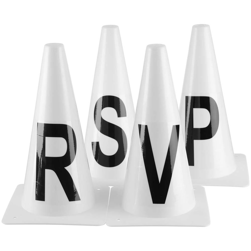 EQUI-ESSENTIAL P, R, V, S Equestrian Sport Durable On-Set White Dressage Cones with Contrast Black Letters | Set of 4