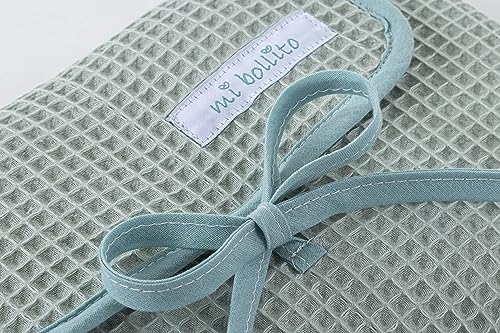 Mi bollito Baby Changing Mat Portable Foldable Waterproof 100% Waffle Cotton Fabric Easy to Store in Maternity Bag Ideal Newborn Gift (Mint Green) - Image 3