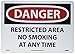 NMC D605AB OSHA Sign, Legend "DANGER - RESTRICTED AREA NO SMOKING AT ANY TIME", 14" Length x 10" Height, Aluminum, Black/Red on White