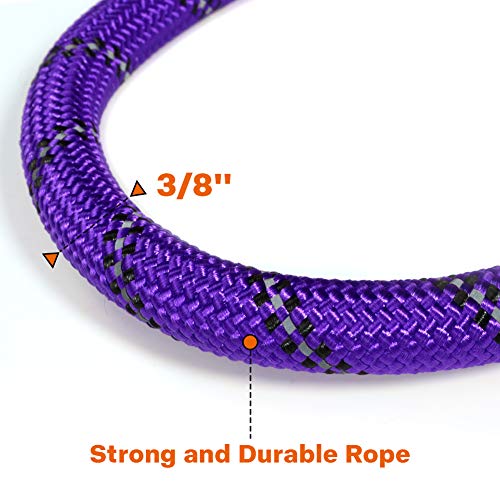 Taglory Rope Dog Lead with Soft Padded Handle, 1.2 m Reflective Lead and Multi-Colour for Small Dogs, 1.0 cm, Purple - Image 4