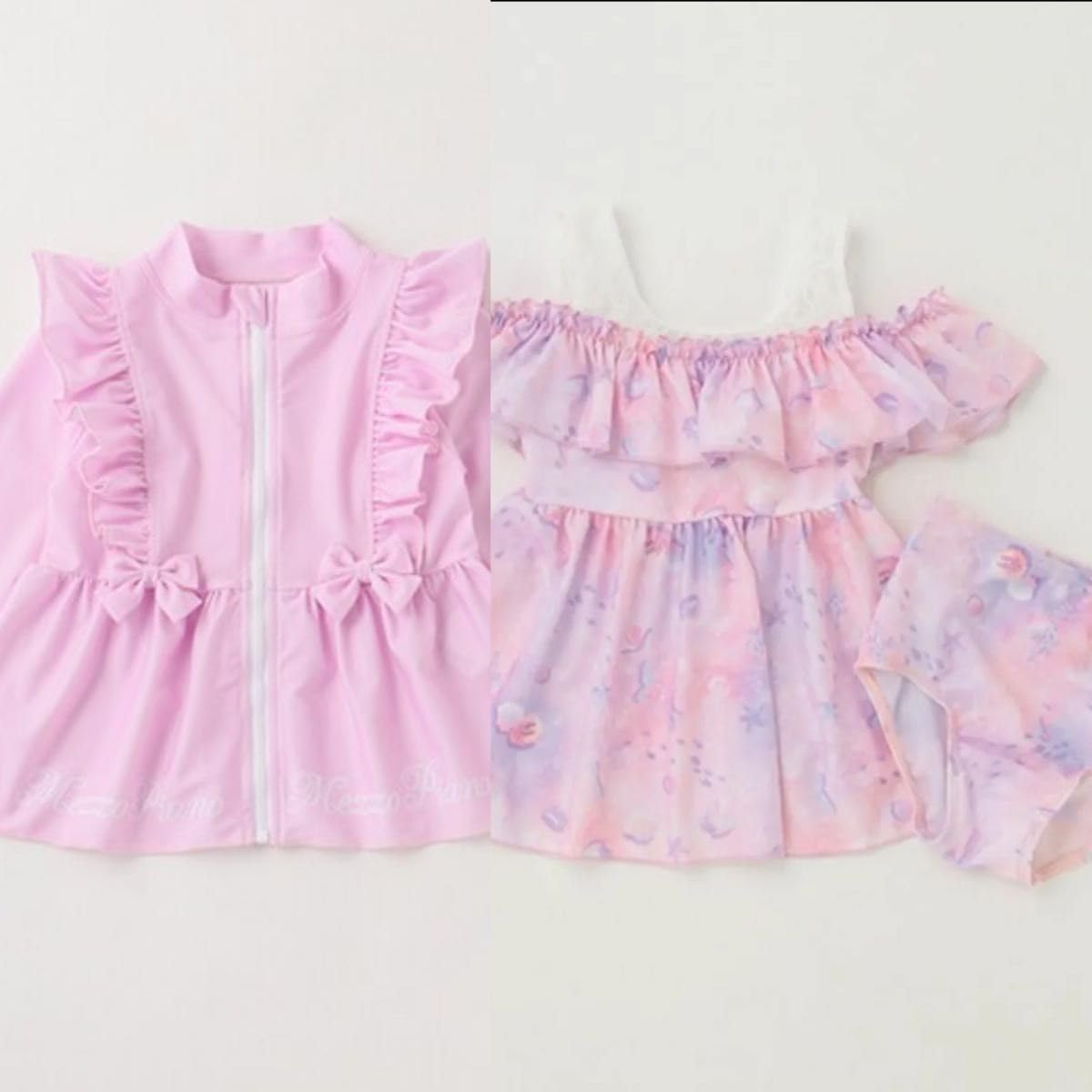 メゾピアノドリーミーシー柄オフショル ワンピース水着 140 メゾピアノ