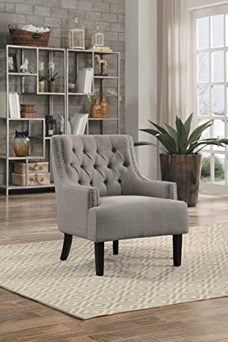 Sillón Chenille Taupe con brazos y detalles nailhead miniatura 2