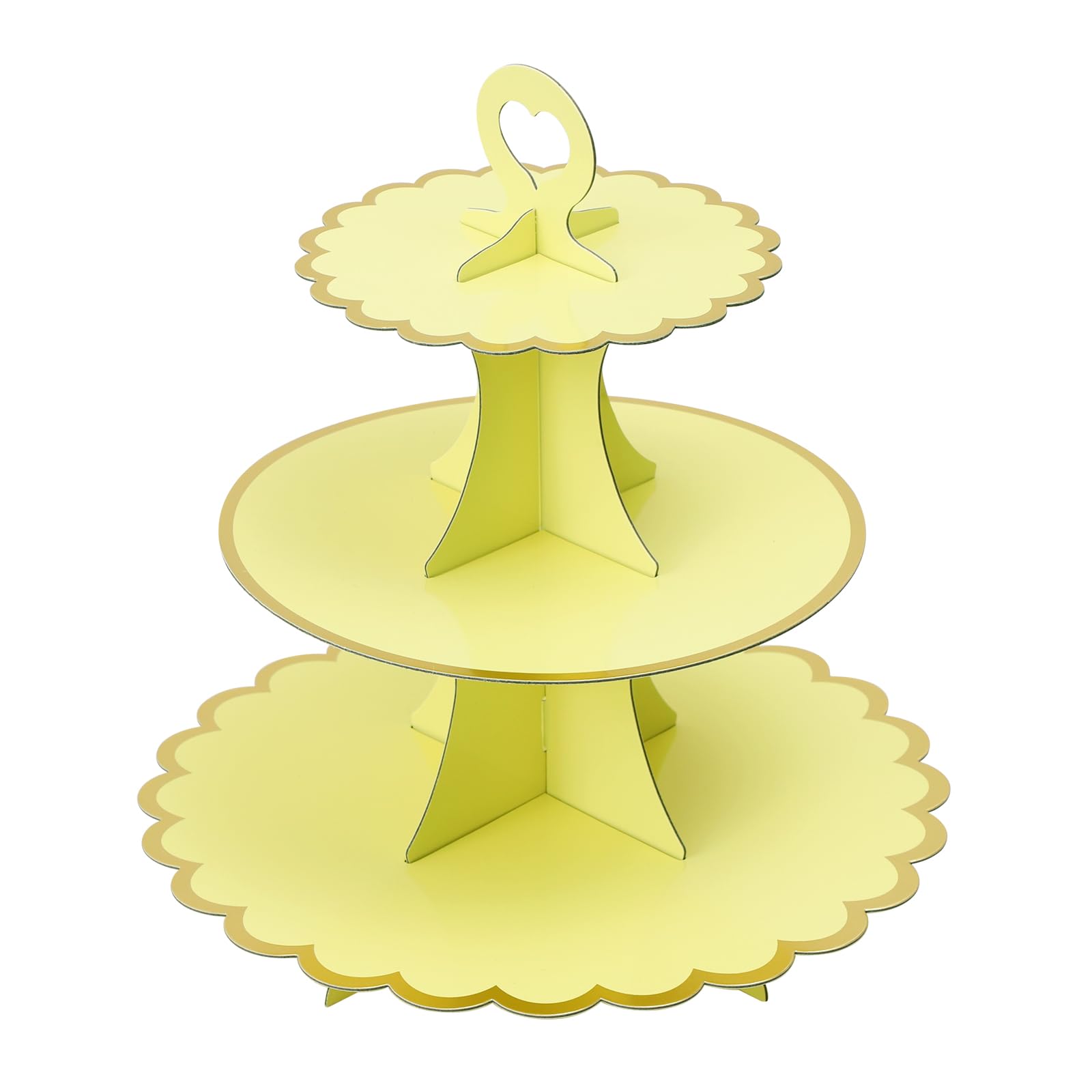 Soleebee 3-Tier Cupcake Stand, Cardboard Cupcake Tower, Cup Cake Stand Tower for Birthday Wedding Party Decoration, Cupcake Tier Stand Desserts Display 1 Set (Yellow Gold)