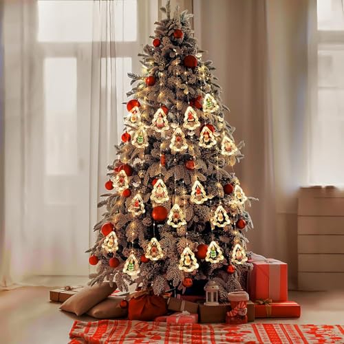Image of HashWOW 10 Tree Lights 120 LED Christmas Curtain Light Decorations Indoor /Outdoor, Battery Operated Waterproof String Lights, Christmas Window Lights Decor