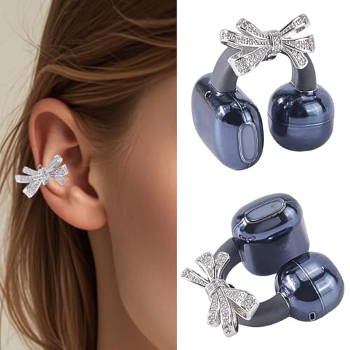 craspire 2 pièce de Décorations en Strass en Forme de Nœud pour Écouteurs à Clip Accessoires Décoratifs pour Écouteurs en Alliage de Zirconium Boucles d'oreilles...
