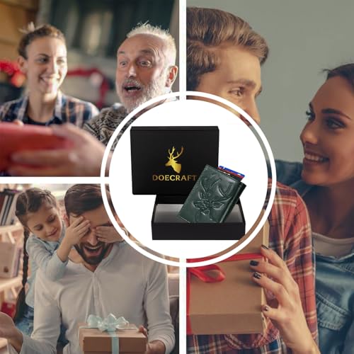 Image of Men's Genuine Leather RFID Wallet | Premium Slim Red Wallet for Men with Deer 3D Print | 8 Card Slots Secure and Durable Design | Casual Stylish | Formal & Gifting Use, Silver (Green)