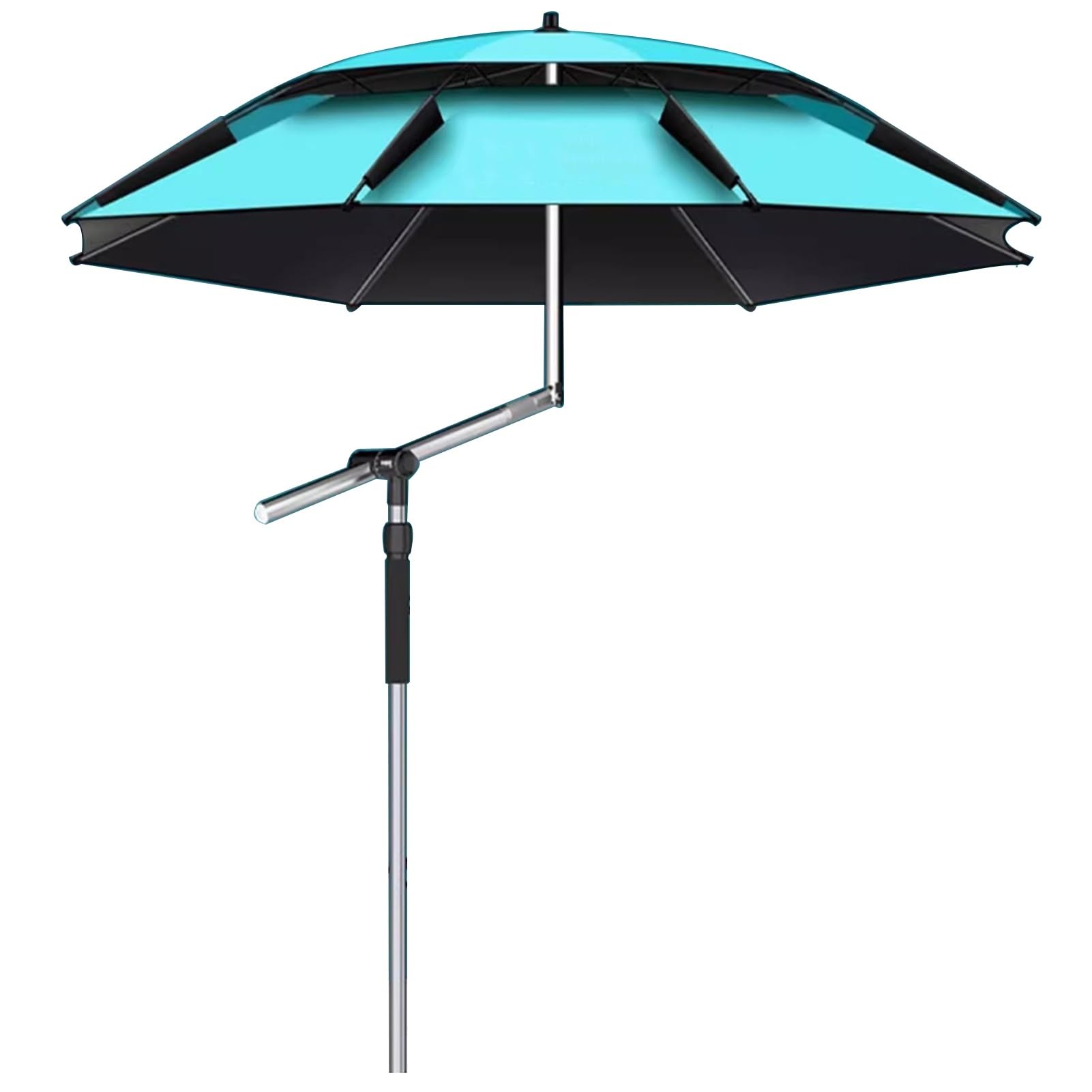 Sombrilla de Playa Antiviento, Sombrilla de Terraza Exterior con Brazo Robótico Ajustable, UPF50+ Parasol para Pesca y Camping al Aire Libre