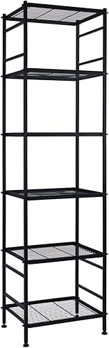 Estantería de metal de 6 alambres estantes de almacenamiento de pie para lavandería baño cocina despensa negro