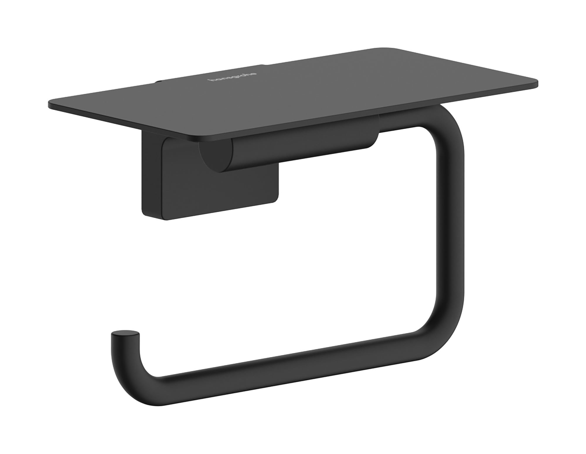 hansgrohe AddStoris S - portarrollos de Papel higiénico con repisa, portarollos para Montaje en Pared, fijación Oculta, Accesorios de baño, Negro Mate, 41789670