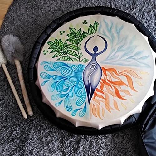 lyrlody Shaman Drum, Retro Tree of Life 10 Inch Drum con baqueta, gran sonido, meticulosamente fabricado, instrumento ideal de percusión para música espiritual, reflexión y meditación miniatura 6