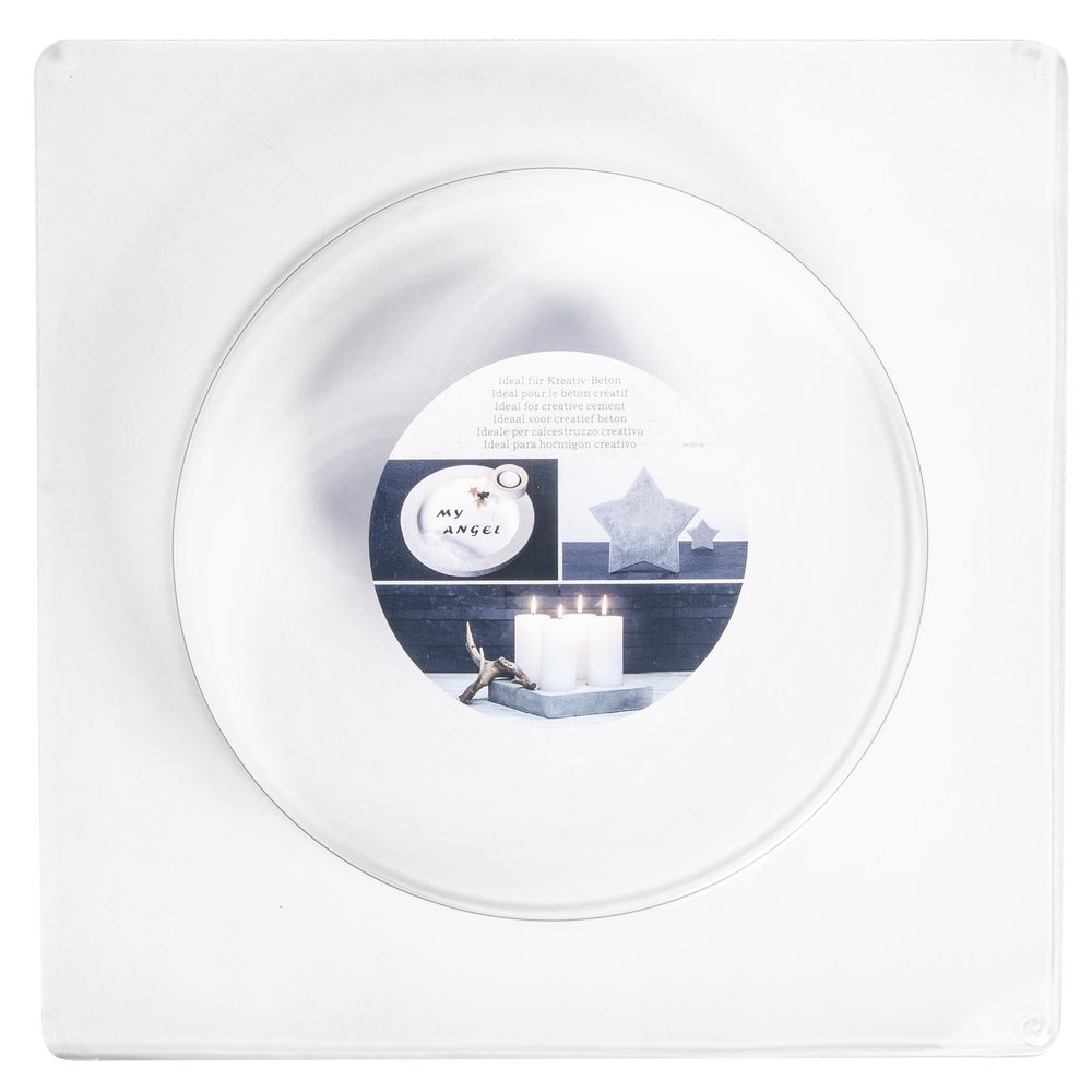 Rayher Colourless Candle Plate Shaped Casting Mould For Concrete Crafts, Mould With Round Tray Design For Plaster Of Paris, Plate Shape For Moulding, Dimater 18.5Cm, 36034000