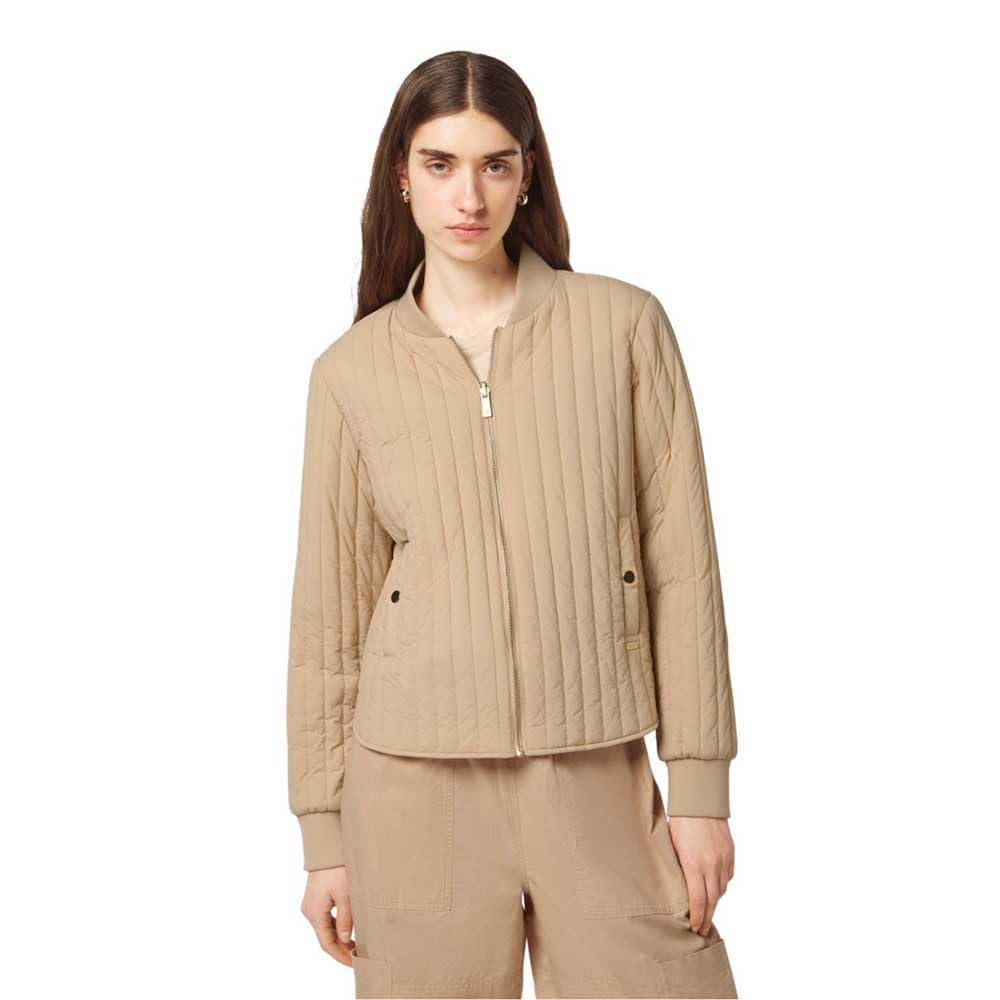 Scotch & Soda Women's Reversible Quilted Bomber Bomber, Soft Camel/Abstract Sun Sand 213,