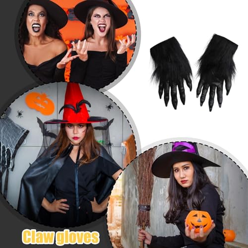 Guantes de hombre lobo con manos de lobo y garras para disfraz de cosplay 4