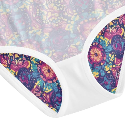 ZZKKO Vintage Purple Floral Girls Underwear Toddler Panties for Girls Comfort Brief Size 2-8T4