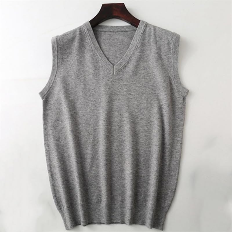 Men's Sleeveless Loose Warm Sweater Vest Solid V-Neck Pullover Knitted Vest Waistcoat3