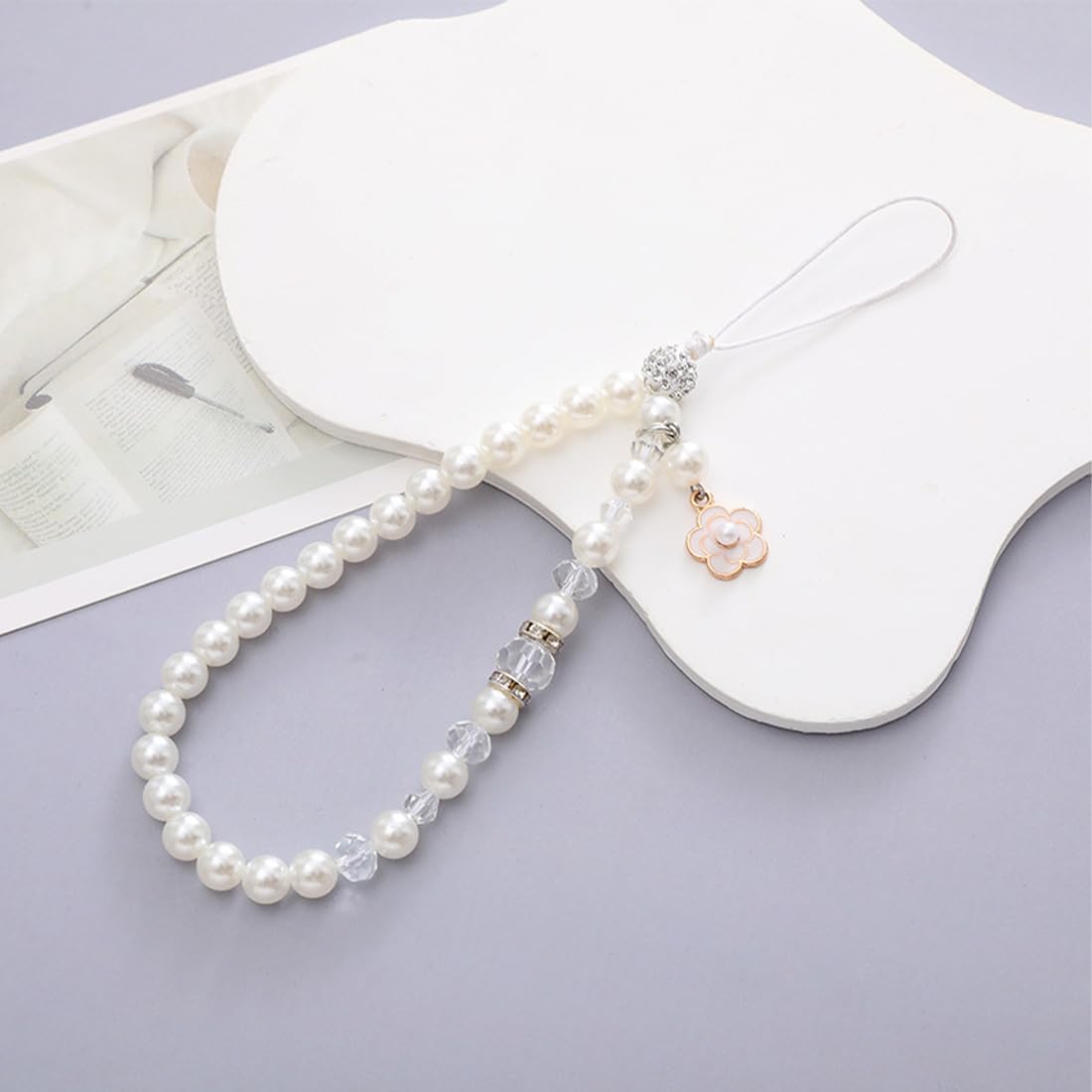 Set Di 3 Ciondoli Per Telefono A Forma Di Farfalla - Braccialetti Da Polso Con Perline Di Cristallo E Fiori, Catene Portachiavi In Nylon, Regalo Simpatico Per Ragazze (Rosa E Bianco)