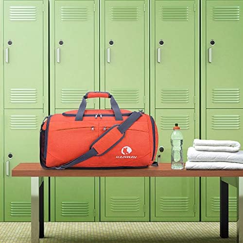 CANWAY Sports Gym Bag, Travel Duffel bag with Wet Pocket & Shoes Compartment for men women, 45L, Lightweight