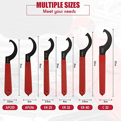 Honoson 6 Pieces Coilover Adjustable Spanners Adjustable Hook Wrenches Tools Coilover Wrench Steel Spanner for Coilover System