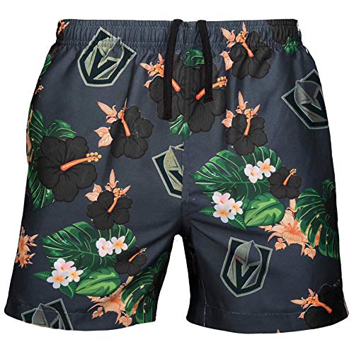FOCO NHL Vegas Golden Knights Team Logo Floral Hawaiian Swim Suit Trunks, 2X-Large/ 36