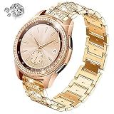 DEALELE Pasek kompatybilny z Samsung Gear Sport/Galaxy Watch 42 mm/Galaxy 4 Classic (42 mm), 20 mm, luksusowa metalowa bransoletka z kryształem górskim, diamentowa bransoletka z ramką, zamiennik dla