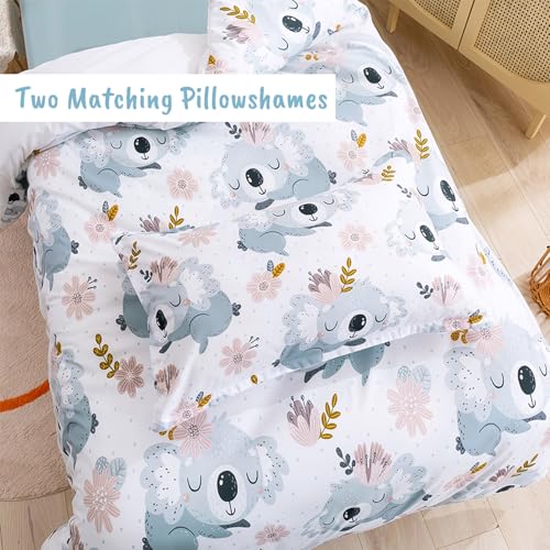 BESTDESIL Duvet Cover for Kids Teens, 3 Pieces Soft Cartoon Comforter Cover with Zipper Closure, Kids Bedding Set with Cute Koala Pattern,Queen Size - Image 6