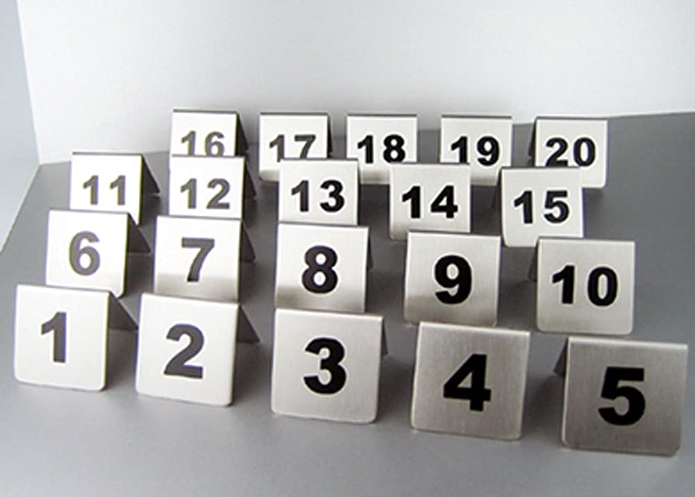 Numery stołów w stylu namiotu, Numery stołów ze stali nierdzewnej, dwustronne, czarne, w stylu namiotu, 5 x 5 x 5 cm, 2 x 2 x 2 cale(11-20)