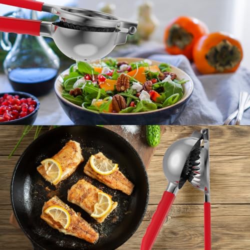 RCMo Lemon Squeezer Stainless Steel - Premium Quality, Heavy Duty Solid Metal Squeezer Bowl - Large Manual Citrus Press Juicer and Lime Squeezer (Red) by RCMo - Image 6