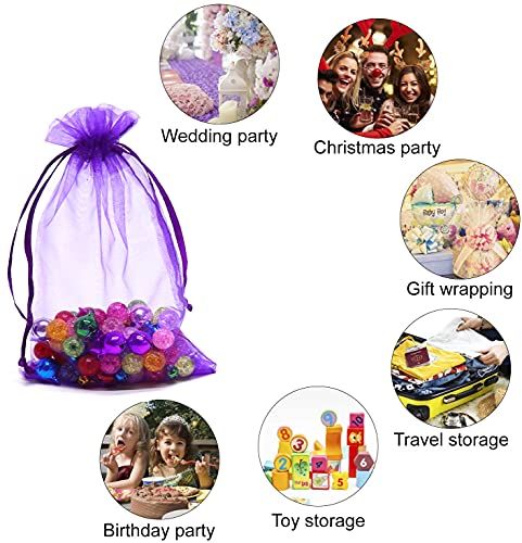 Image of Dealglad 50pcs Drawstring Organza Jewelry Candy Pouch Christmas Wedding Party Favor Gift Bags (7x9, Purple)