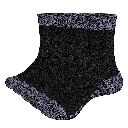 YUEDGE Womens Soft Cozy Black Fluffy Socks Plush Fuzzy Socks Thermal Warm Winter Sleeping Bed Socks for Women Ladies Girls 3-5 Multipack 5 Pairs