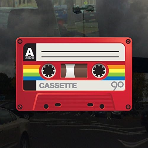 Applicable Pun Rainbow with red Old School Cassette Tape - Vinyl Decal for Outdoor Use on Cars, ATV, Boats, Windows and More - Color 5 inch image 4