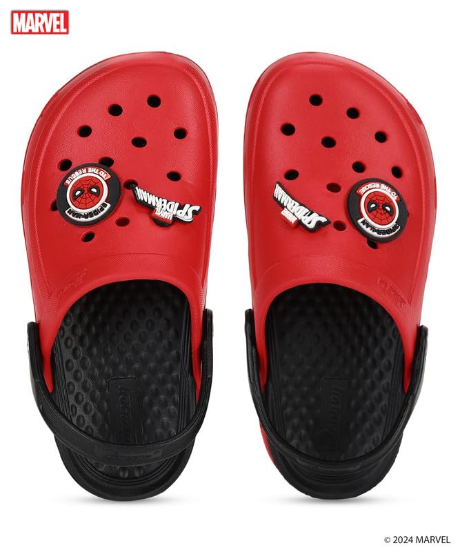 Image of PARAGON Marvel Spiderman EVMK8013K Kids' Casual Clogs | Stylish Clogs for Kids with Durable Sole, Cushioned Foot Support & Sturdy Build | Ideal for Outdoor Use