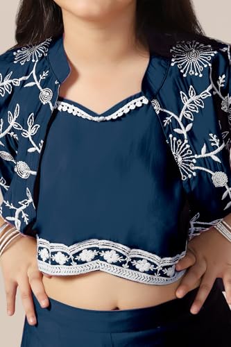 Image of Fashion Dream Girl's Silk Blend Ethnic Top and Palazzo Set |Kids Salwar Suit Set|Indo Western Set