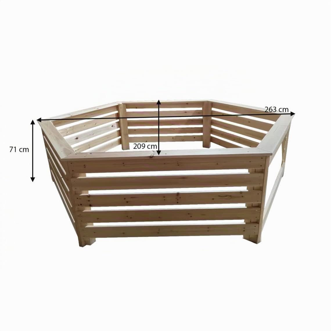 Habillage Habrita Foresta Hab 2620 BN Bois Hexagonal pour spas et piscines gonflables 2,63x2,09x0,71m