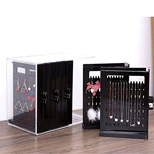 Outtybrave Caja de almacenamiento plegable de acrílico para joyas, expositor, pendientes, bolsa de almacenamiento de pendientes, con 3 cajones verticales