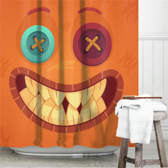Pumpkin Tree Demon Bath Curtain Polyester Bathroom Set With Shower Curtain Halloween Family Dress Up N1 120x180cm