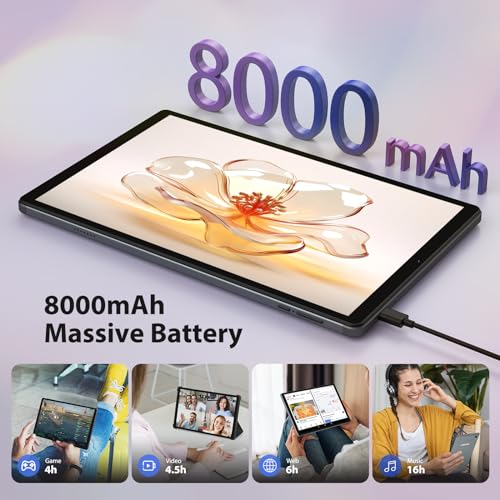 Tablette Android 10.6 Pouces avec clavier et souris 4G LTE 256GB ROM grise