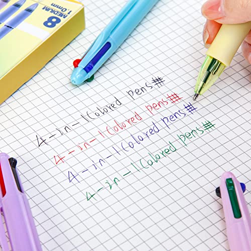 Drawdart Multicolor Pen In One, Ballpoint Pen 4-In-1 Multi Colored Pens, Retractable Ball Point Pen 1.0Mm Medium Point For Smooth Writing, Cute Pens For Office School Supplies, 4-Color Ink, 8-Count #TOP6